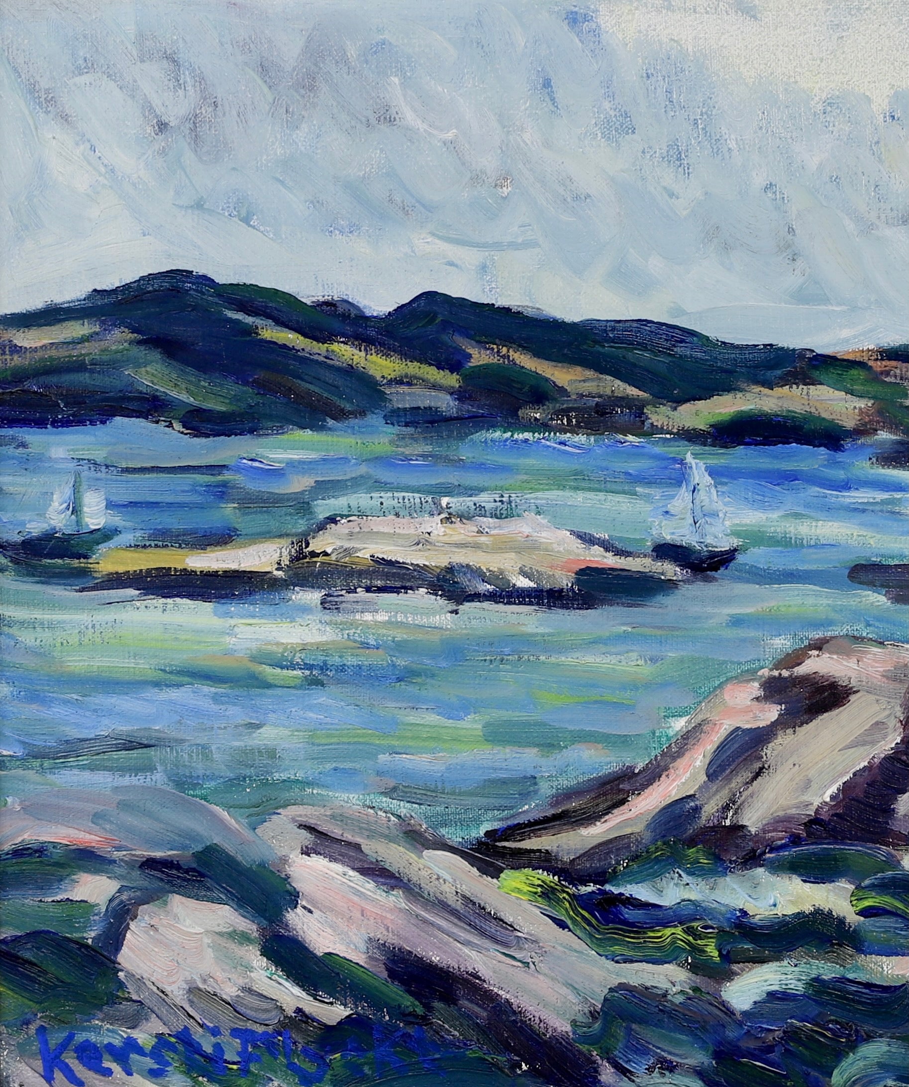 Mid Century Vintage Oil Painting By K Flyckt Sweden