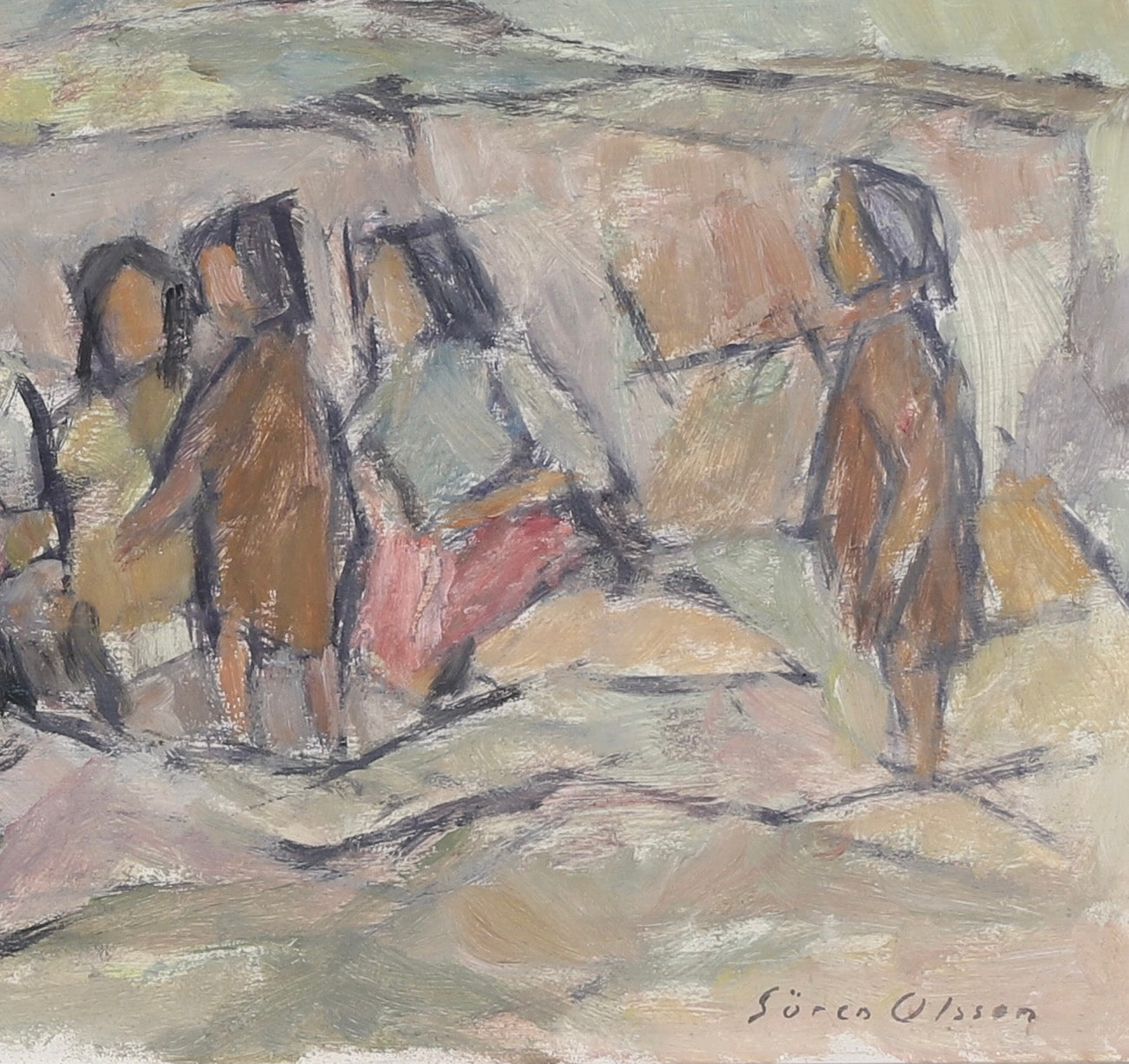 Mid Century Coastal Oil Painting By S Olsson Sweden