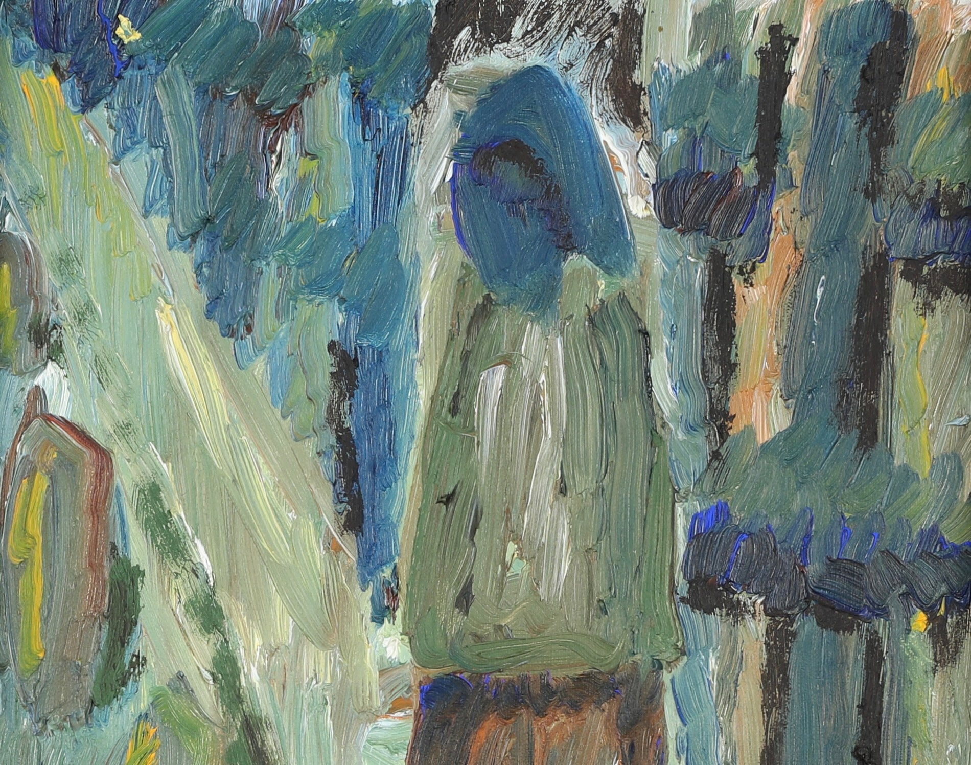 Mid Century Original Figure Oil Painting From Sweden