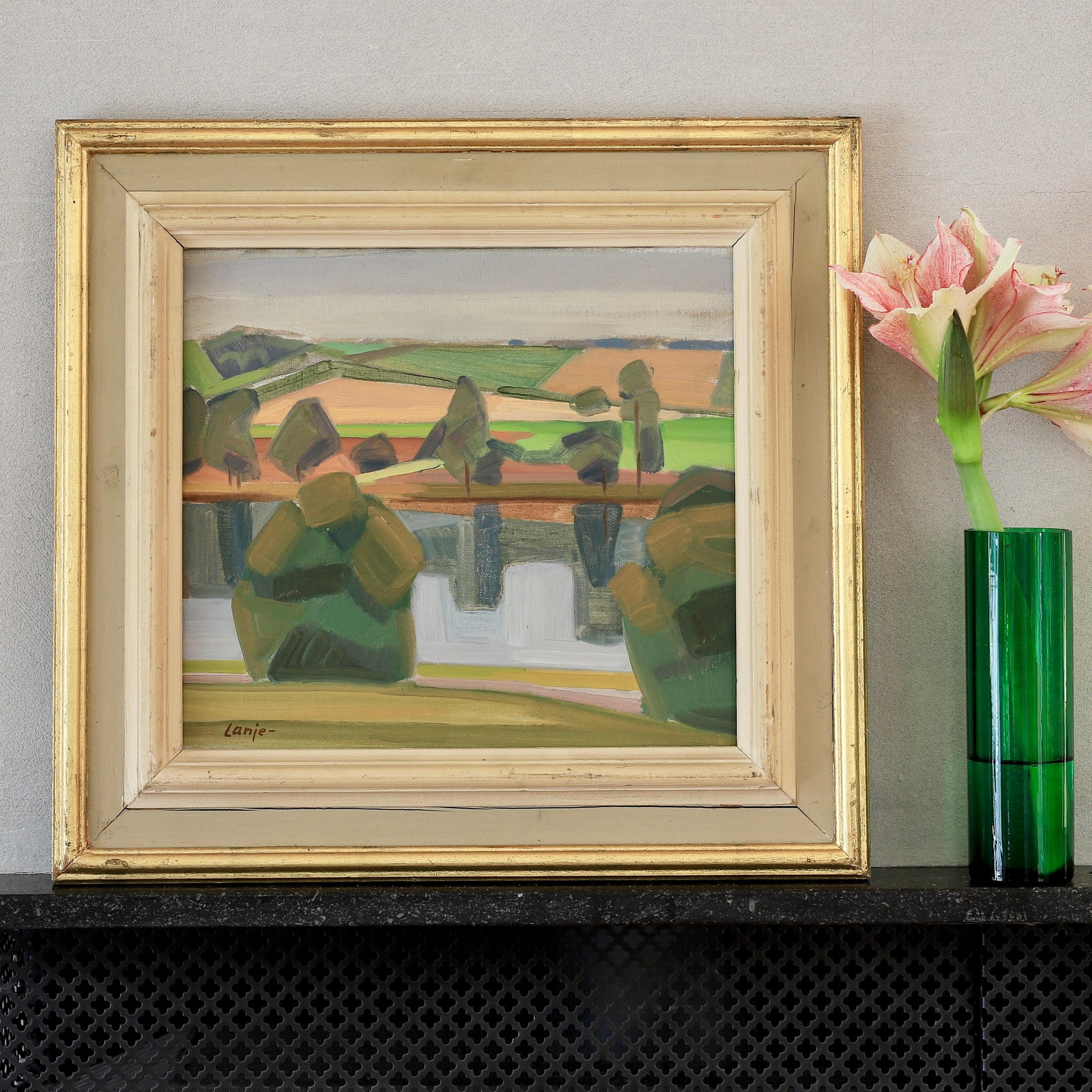 Vintage Landscape Oil Painting From Sweden By Viking Lanje