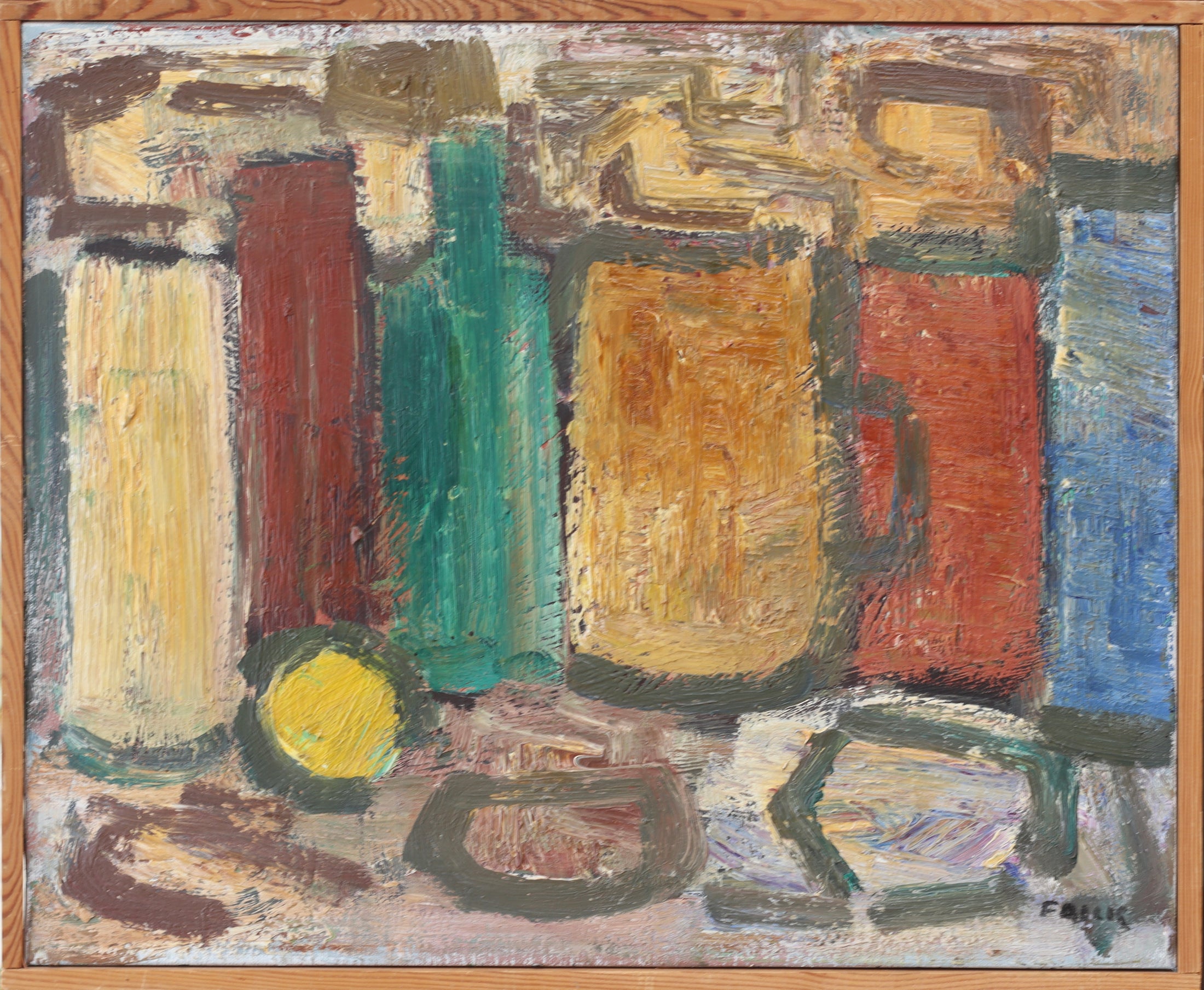 Mid Century Still Life Oil Painting By Gösta Falck Sweden