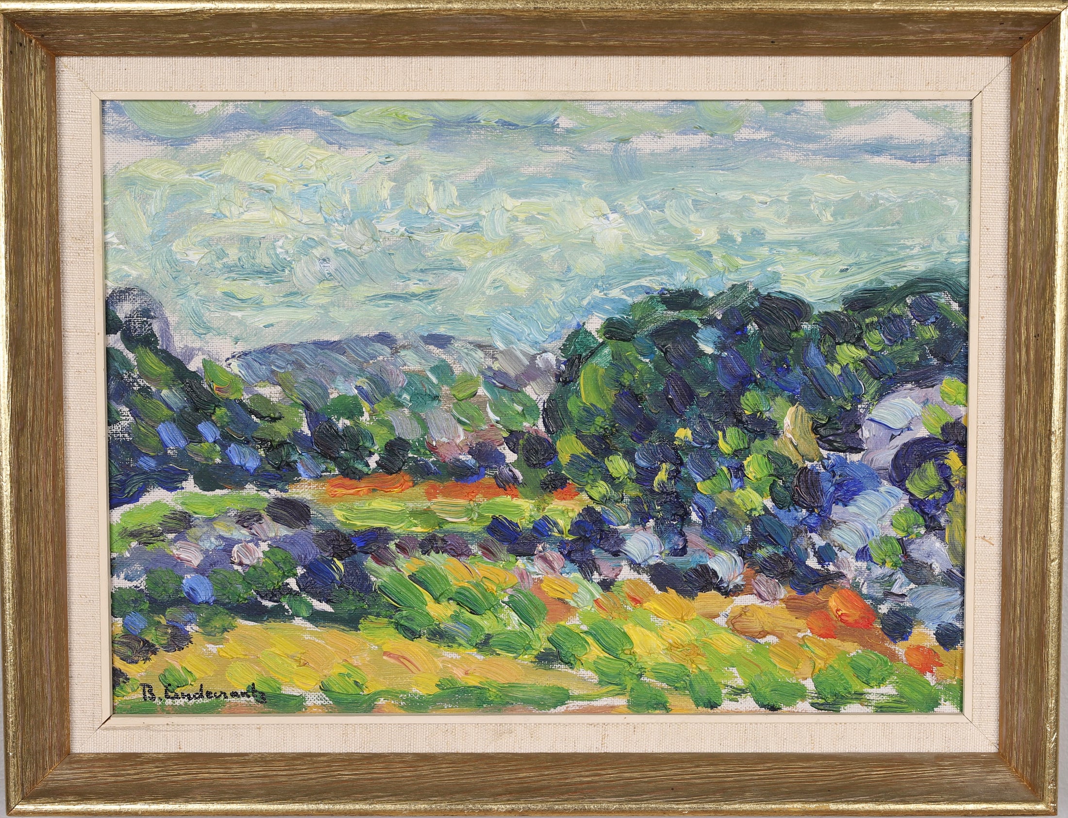 Framed Mid Century Oil Painting by B Lindecrantz Sweden