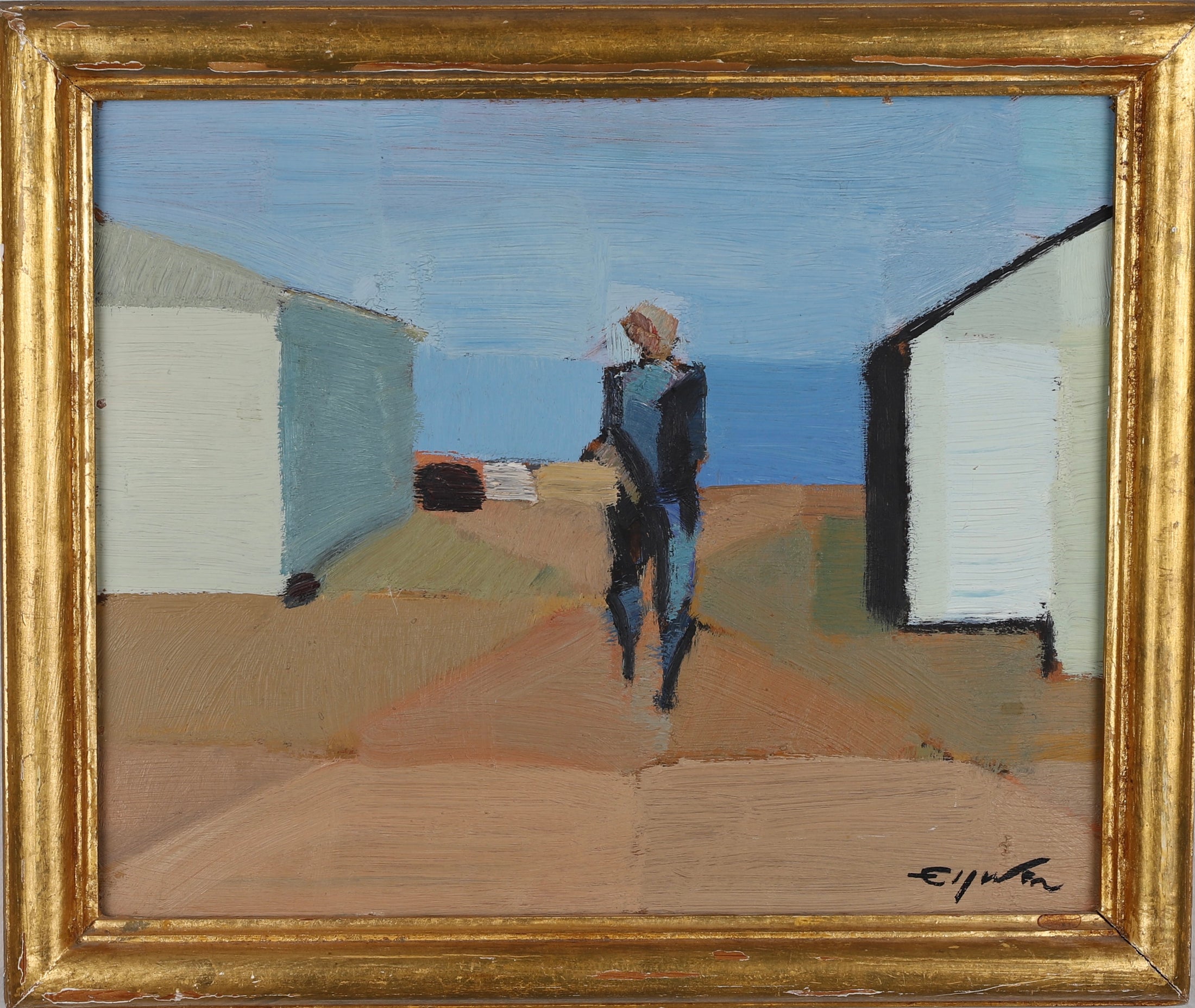 Mid Century Original Oil Painting From Sweden By E Elfwen