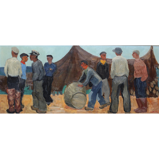 Vintage Oil Painting by Listed Artist Gunnar S Malm Sweden Landscape Figurines