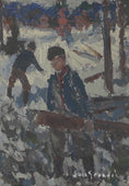 Load image into Gallery viewer, Mid Century Original Winterscape Oil Painting From Sweden