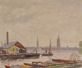 Load image into Gallery viewer, Mid Century Original Cityscape Oil Painting From Sweden