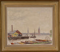 Load image into Gallery viewer, Mid Century Original Cityscape Oil Painting From Sweden