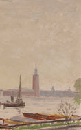 Load image into Gallery viewer, Mid Century Original Cityscape Oil Painting From Sweden