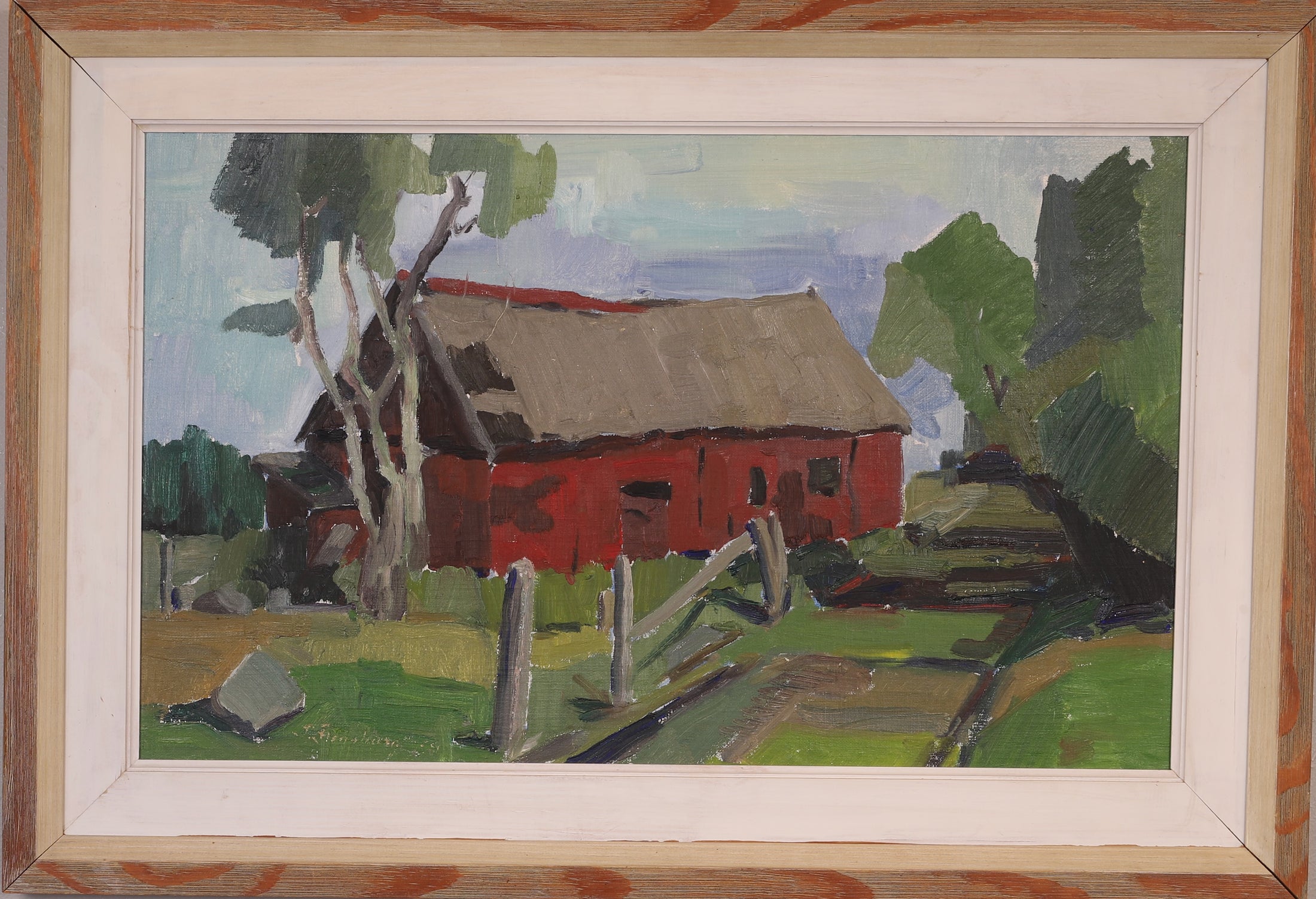 Mid Century Landscape Oil Painting From Sweden by P Flensburg