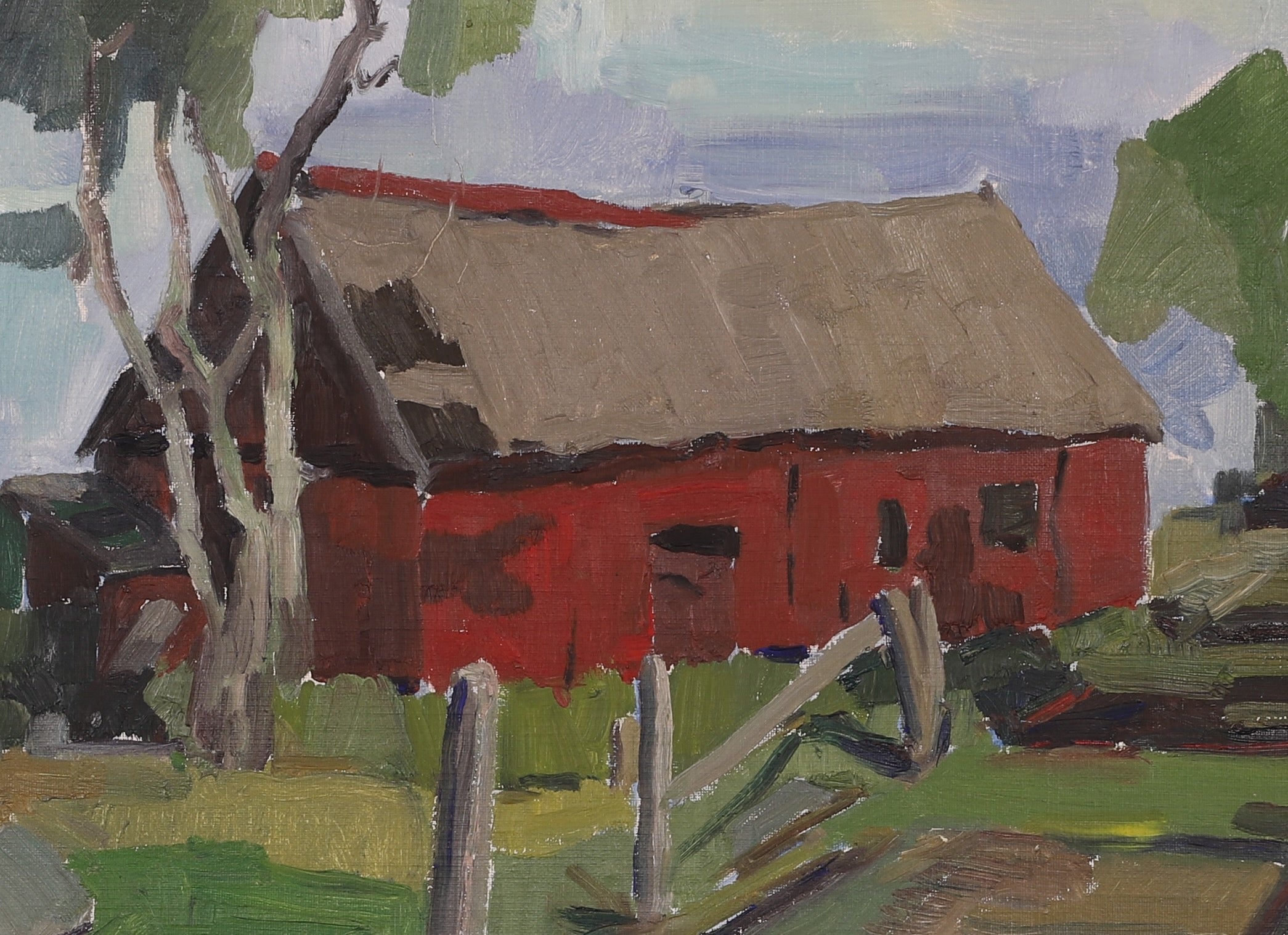 Mid Century Landscape Oil Painting From Sweden by P Flensburg