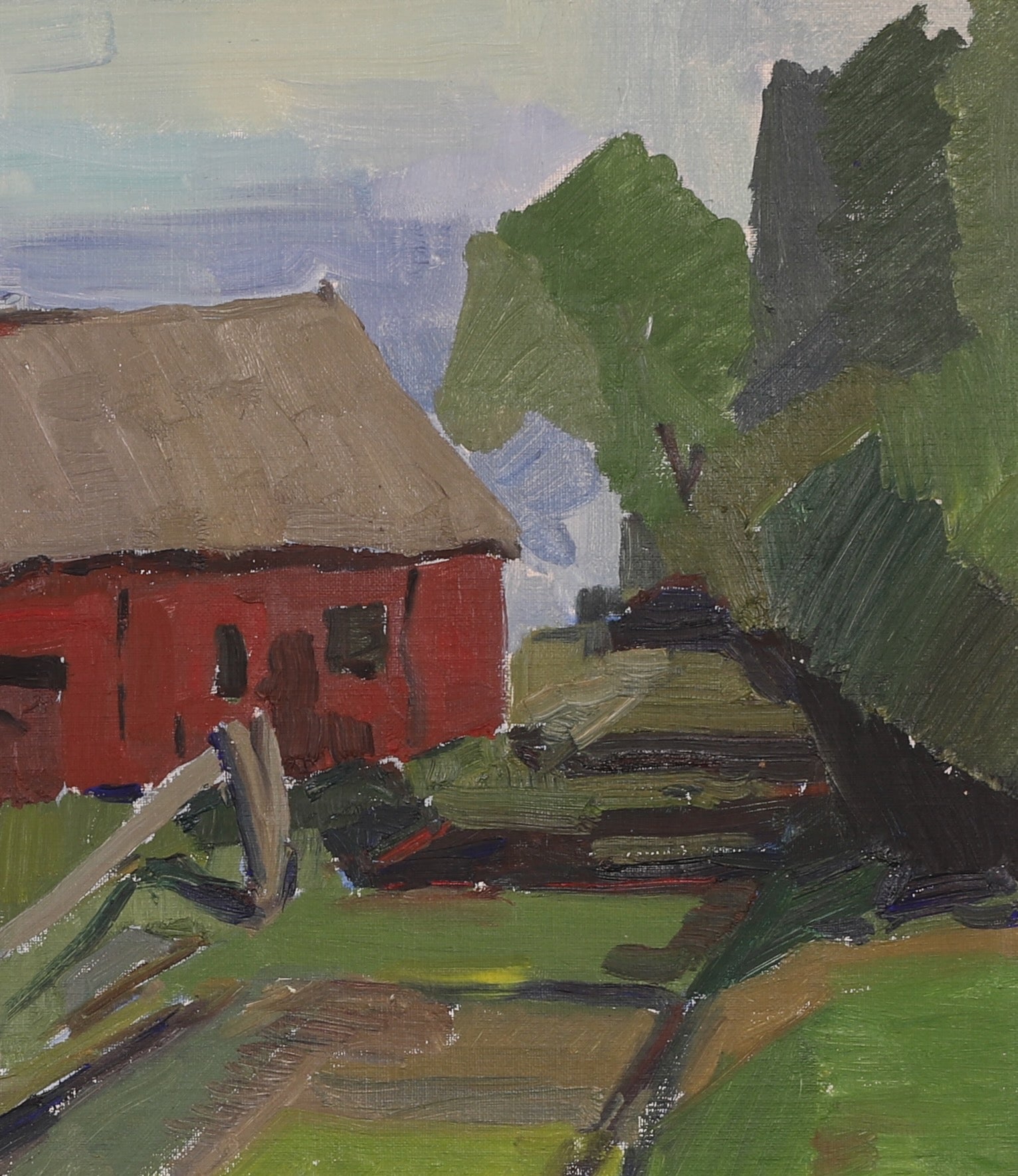 Mid Century Landscape Oil Painting From Sweden by P Flensburg