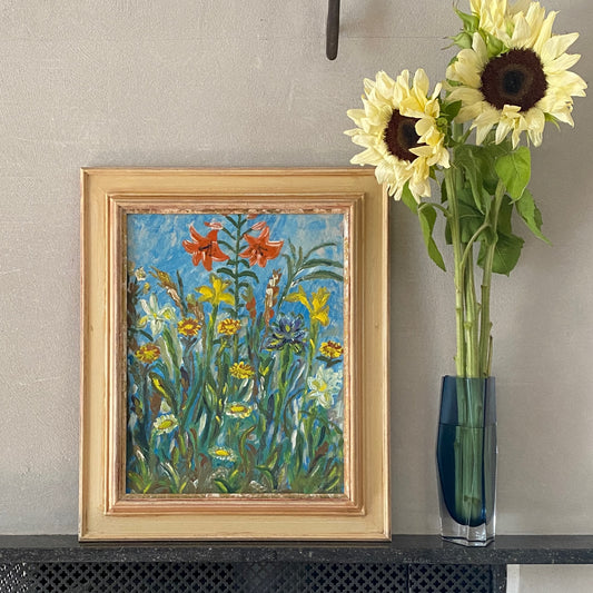 Colorful Vintage Original Floral Oil Painting From Sweden