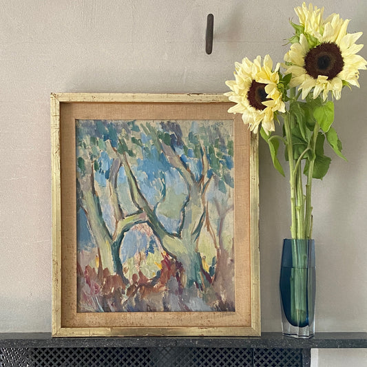 Colorful Vintage Original Landscape Oil Painting From Sweden 1959