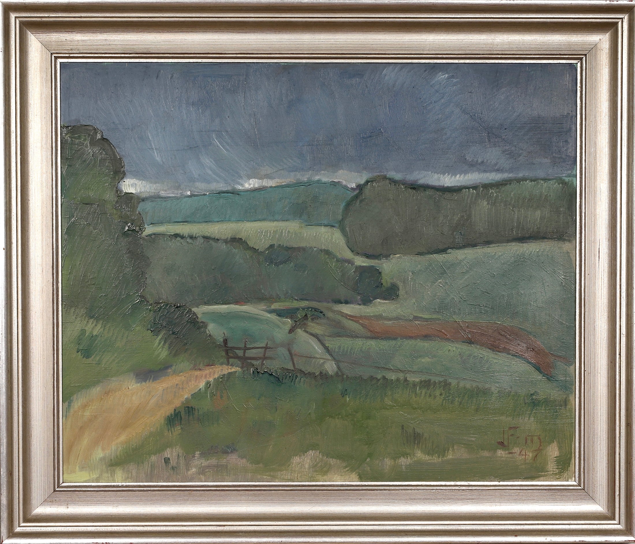 Mid Century Landscape Oil Painting From Sweden 1947