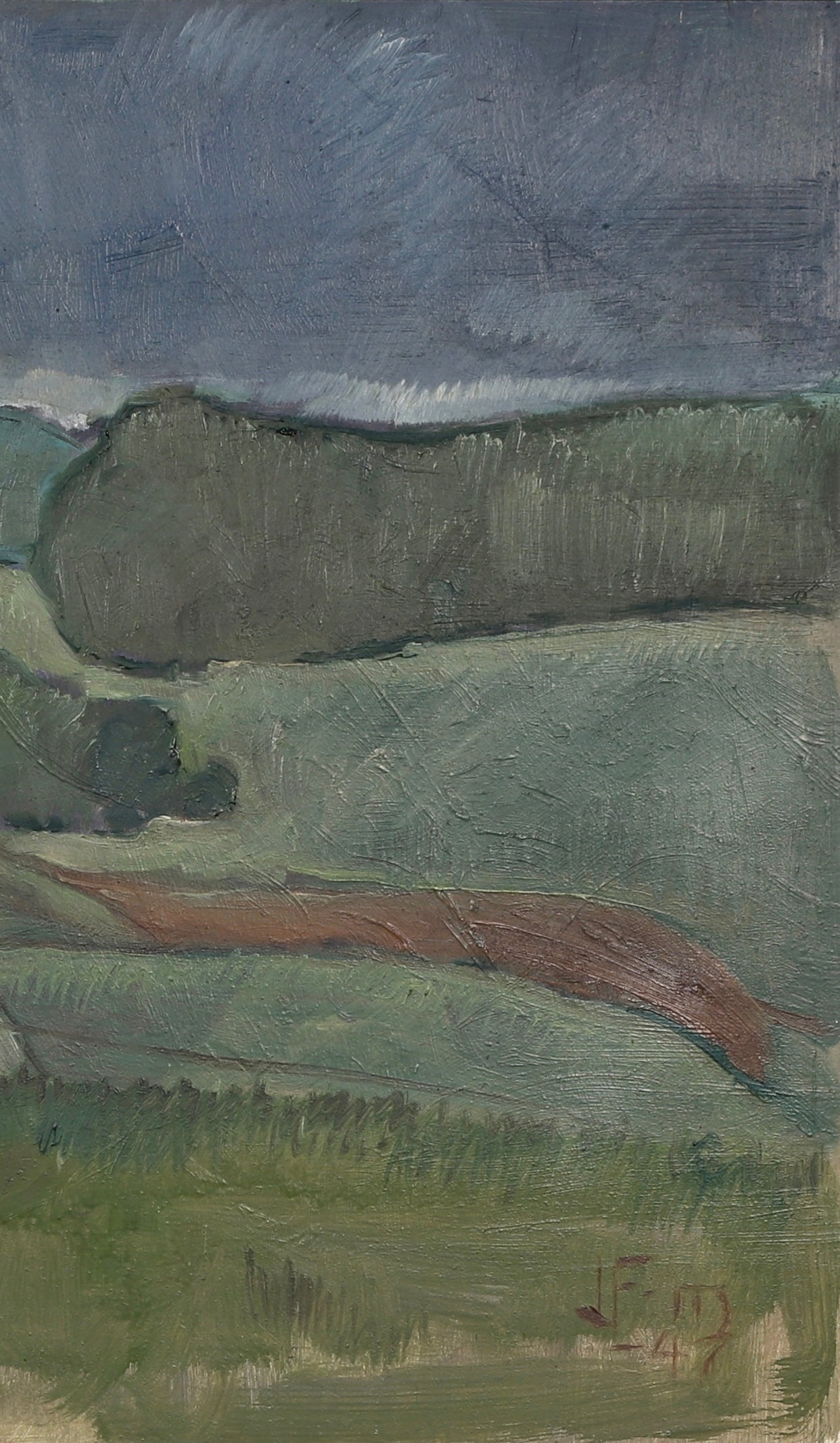 Mid Century Landscape Oil Painting From Sweden 1947