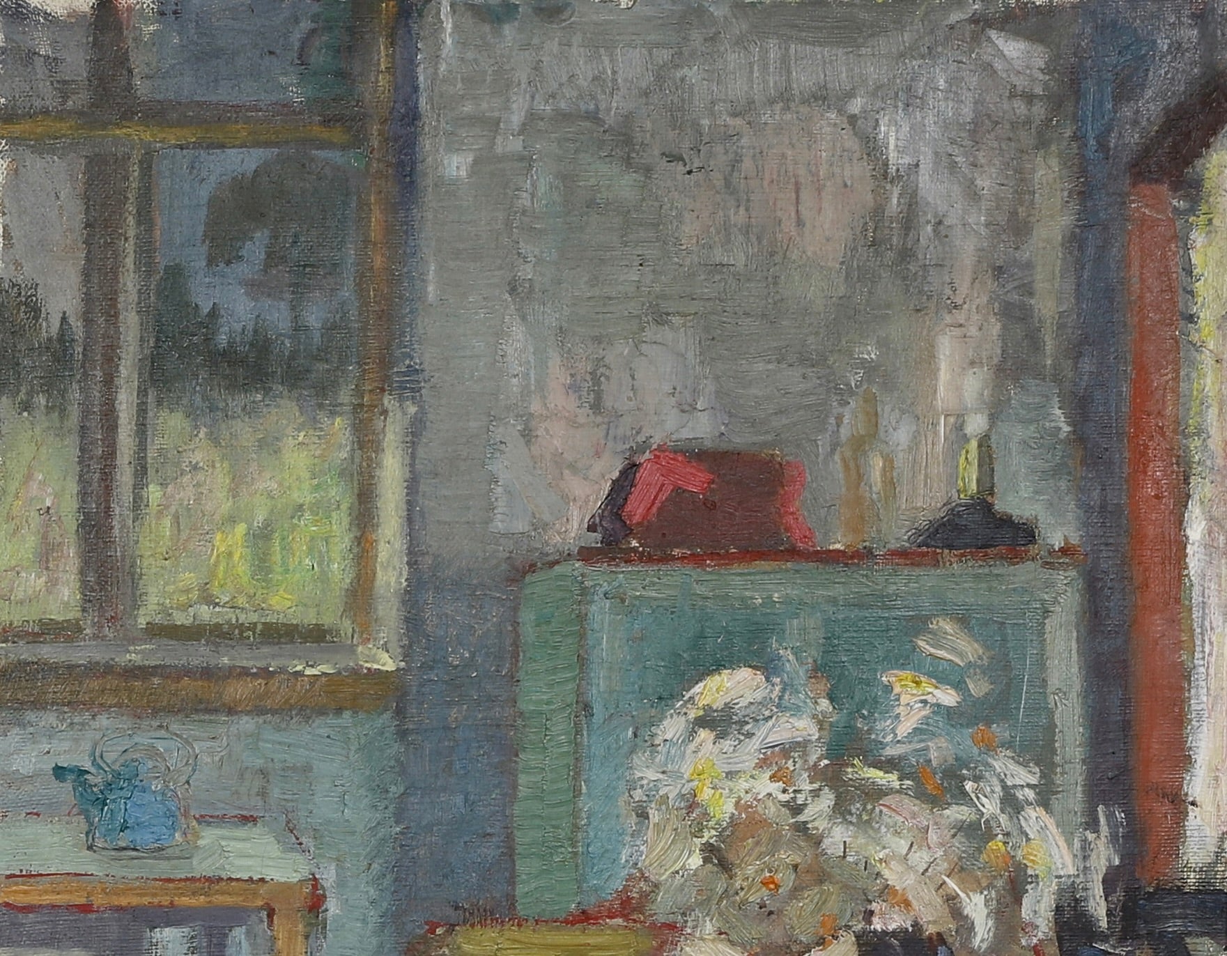 Mid Century Interior Oil Painting From Sweden