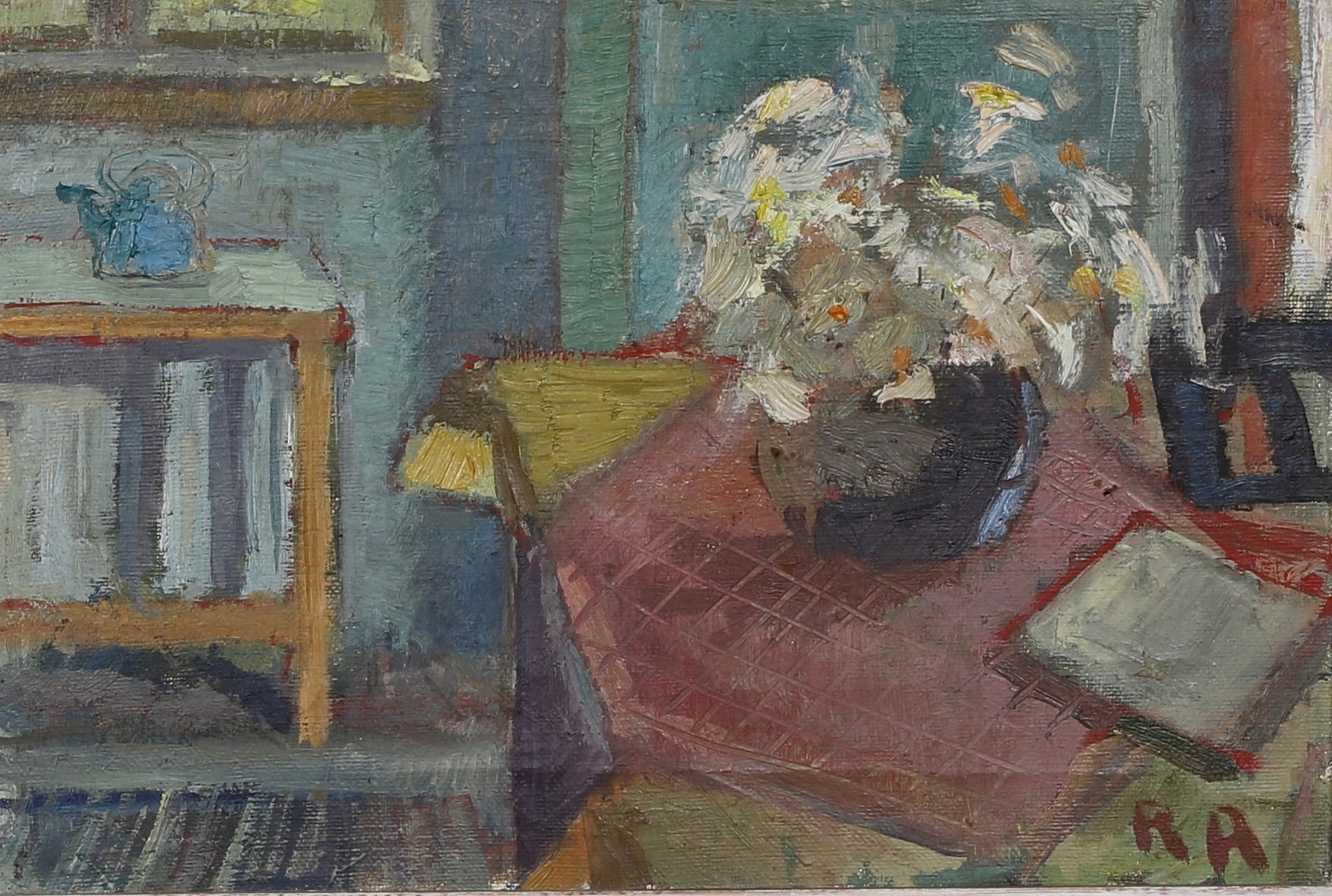 Mid Century Interior Oil Painting From Sweden