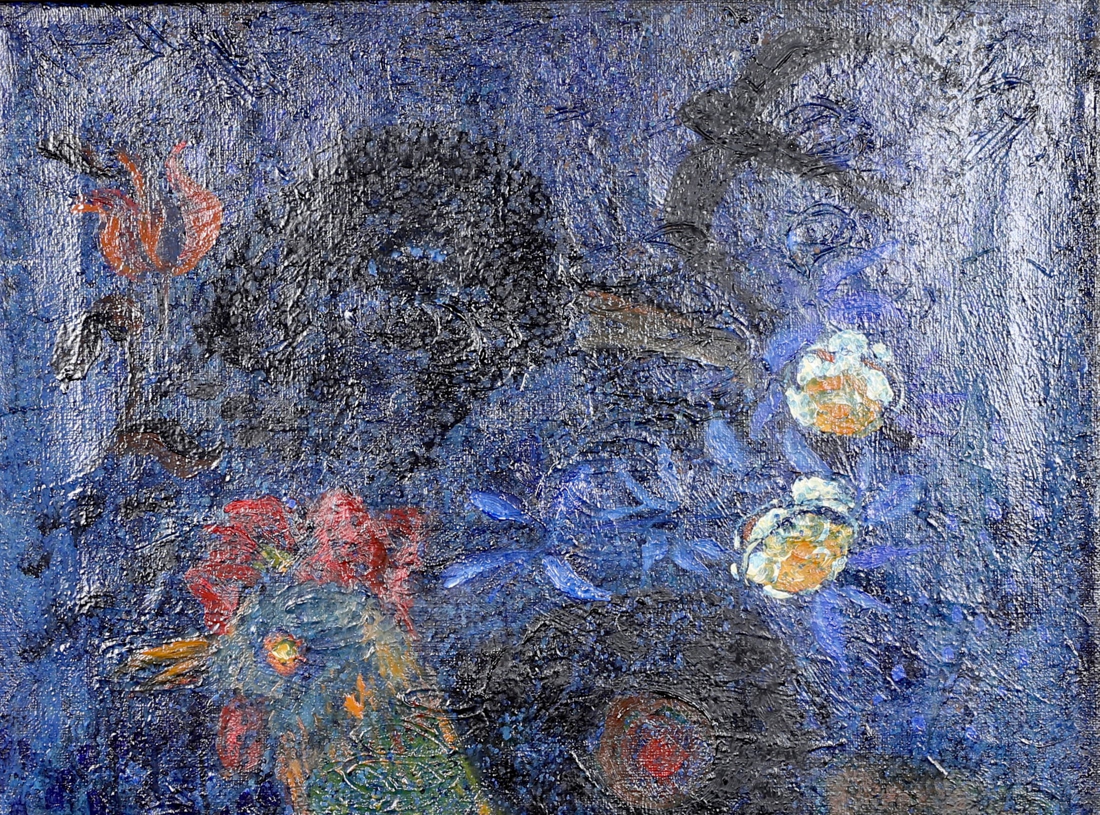 Mid Century Chicken Oil Painting From Sweden