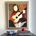 Load image into Gallery viewer, Mid Century Original Portrait -The Guitar Player- Oil Painting From Sweden