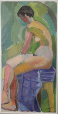 Load image into Gallery viewer, Original Vintage Mid Century Figure Oil Painting From Sweden 1956