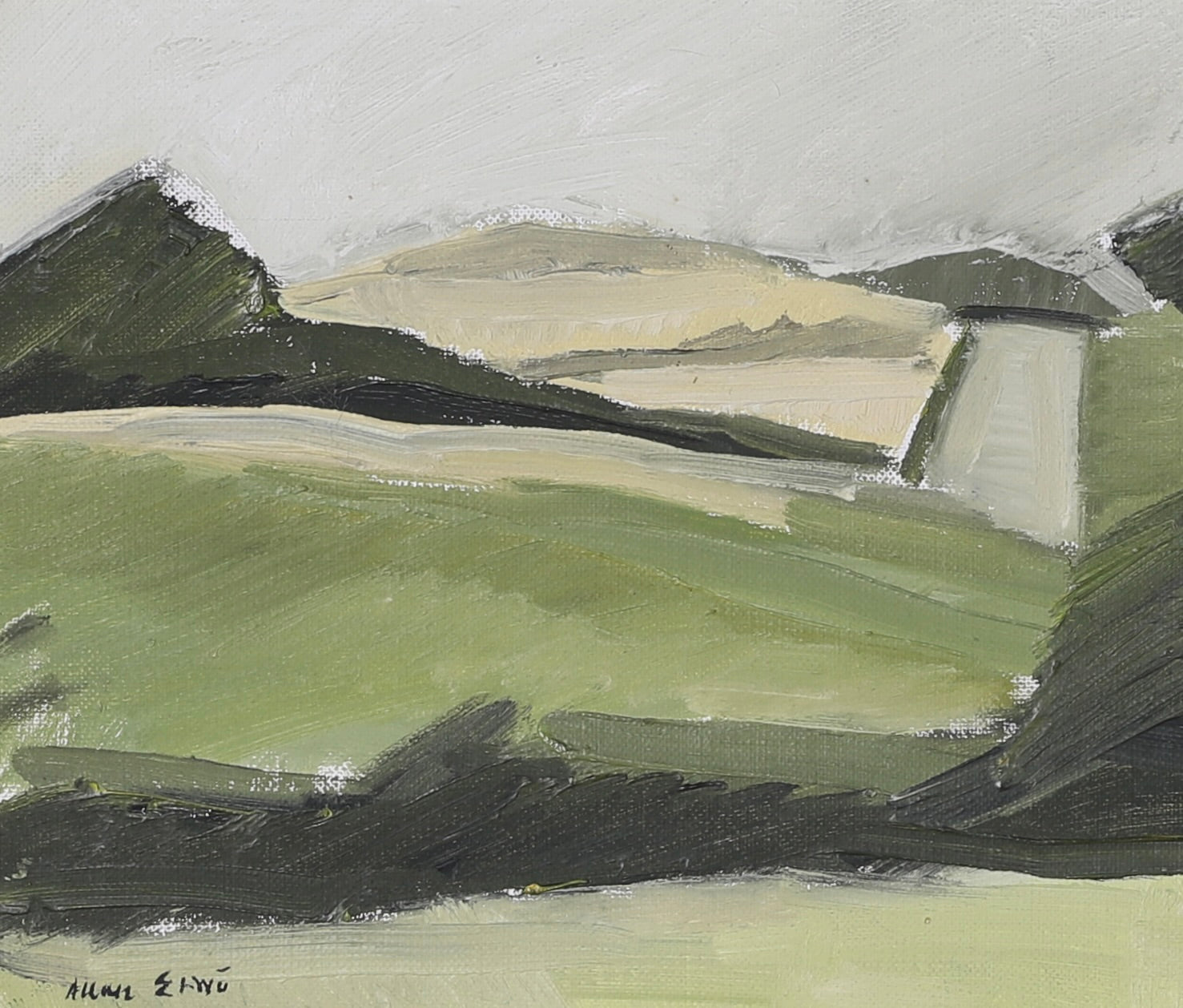 Mid Century Landscape Oil Painting By A Erwö Sweden