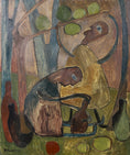 Load image into Gallery viewer, Mid Century Original Landscape with Figures Oil Painting from Sweden 1950