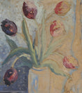 Load image into Gallery viewer, Mid Century Original Still Life Oil Painting of Tulips From Sweden