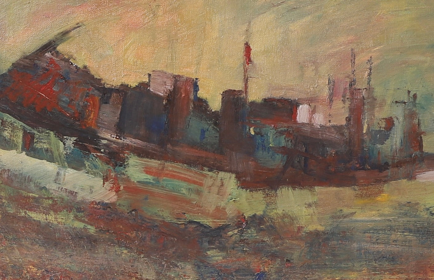 Mid Century Abstract Landscape Oil Painting From Sweden