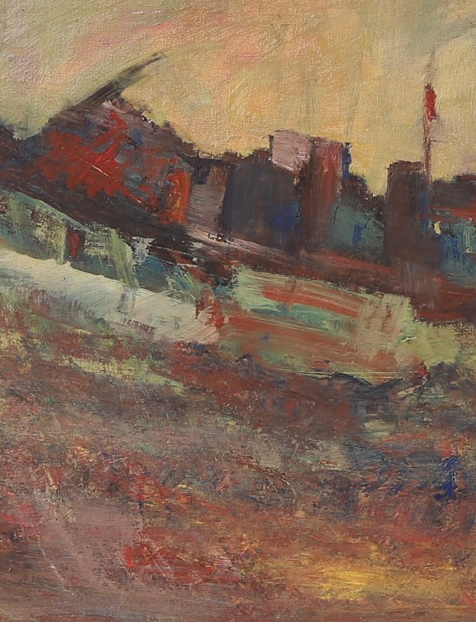 Mid Century Abstract Landscape Oil Painting From Sweden