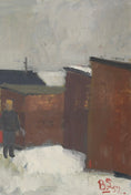 Load image into Gallery viewer, Mid Century Winterscape Oil Painting 1952
