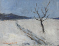 Load image into Gallery viewer, Mid Century Winterscape Oil Painting Vintage Art Room