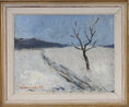 Load image into Gallery viewer, Mid Century Winterscape Oil Painting Vintage Art Room