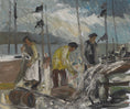 Load image into Gallery viewer, Original Vintage Oil Painting Of Harbor From Sweden by A Wallsten