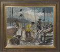 Load image into Gallery viewer, Original Vintage Oil Painting Of Harbor From Sweden by A Wallsten