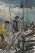 Load image into Gallery viewer, Original Vintage Oil Painting Of Harbor From Sweden by A Wallsten