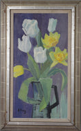Load image into Gallery viewer, Mid Century Original Still Life Oil Painting of Tulips From Sweden