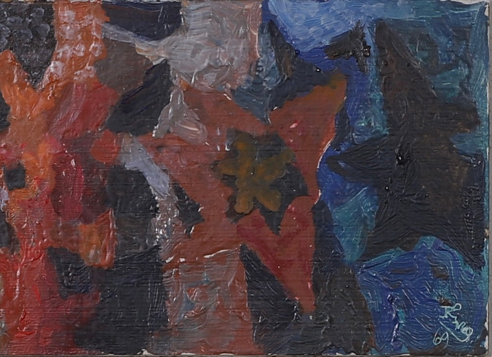 Mid Century Abstract Oil Painting From Sweden
