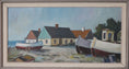 Load image into Gallery viewer, Vintage Mid Century Coastal Oil Painting of Seaside House From Sweden