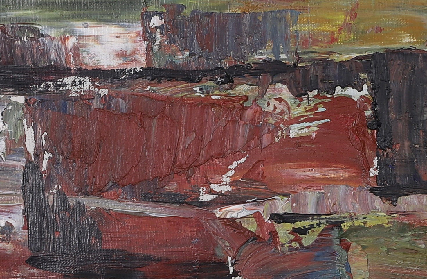 Mid Century Abstract Oil Painting From Sweden 1965