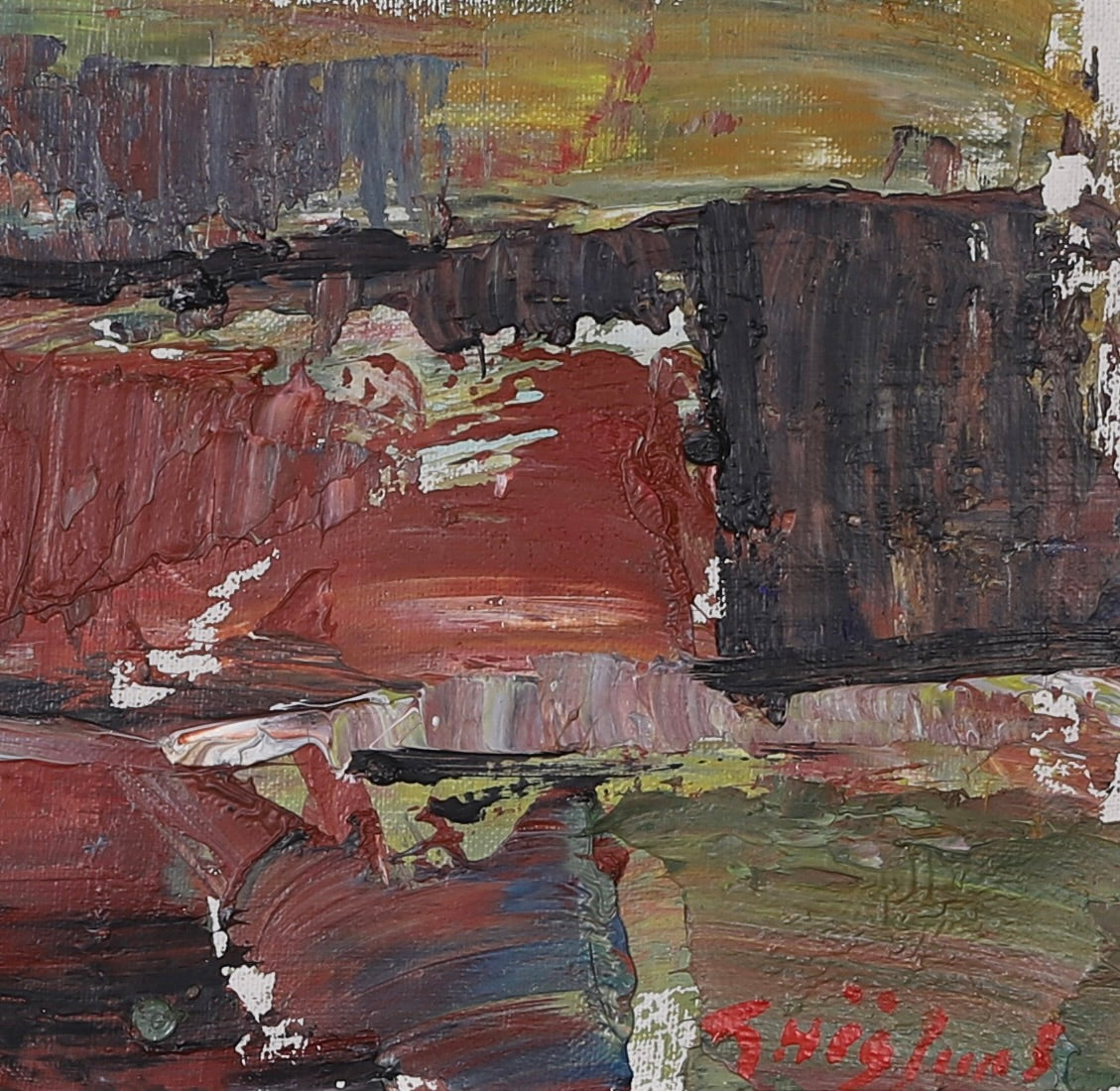 Mid Century Abstract Oil Painting From Sweden 1965