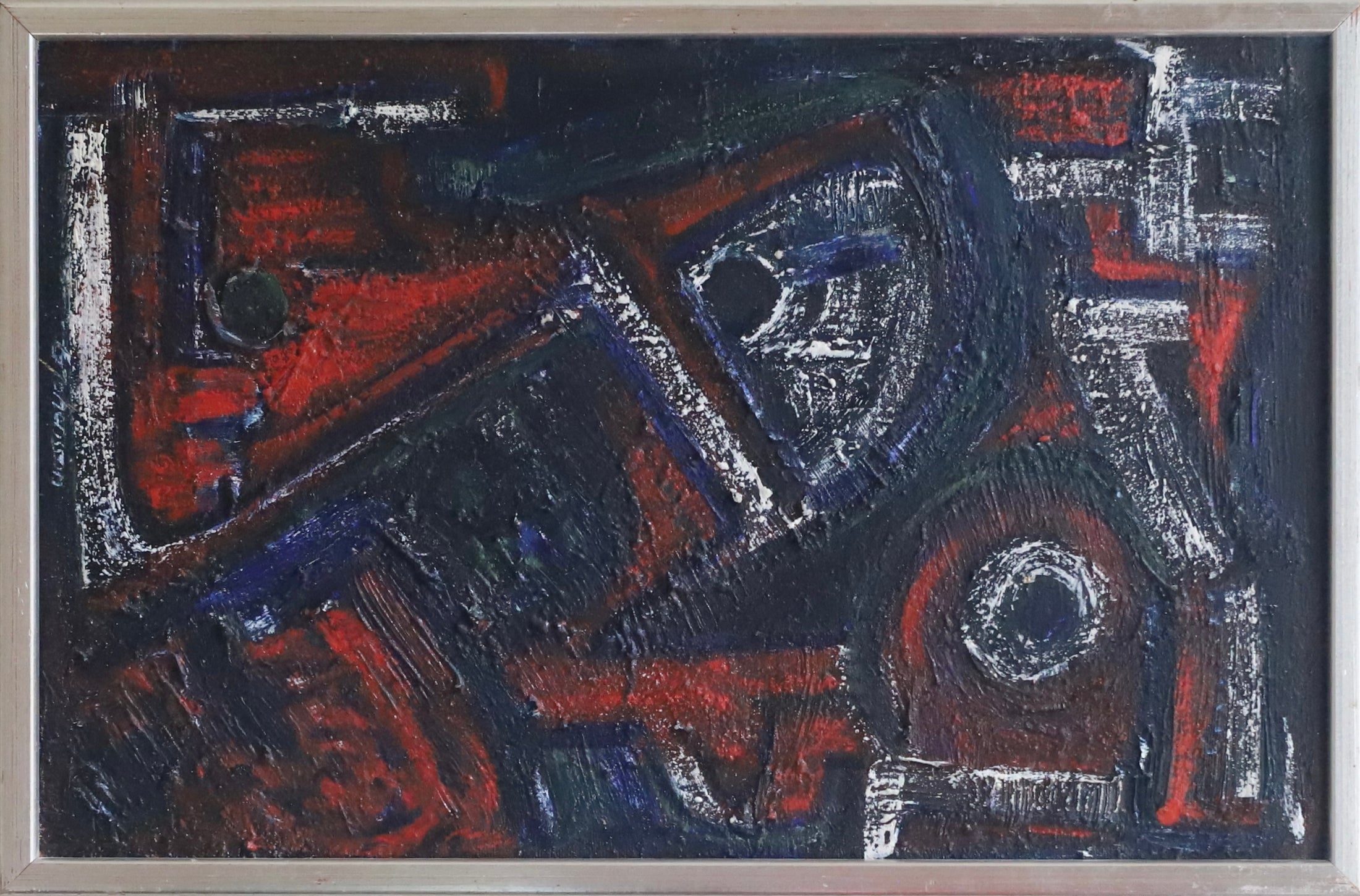 Mid Century Abstract Oil Painting From Sweden
