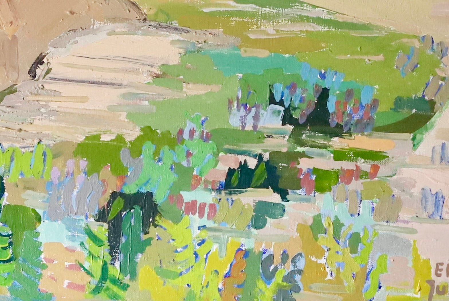 Mid Century Oil Painting by Listed Artist E Julius Sweden