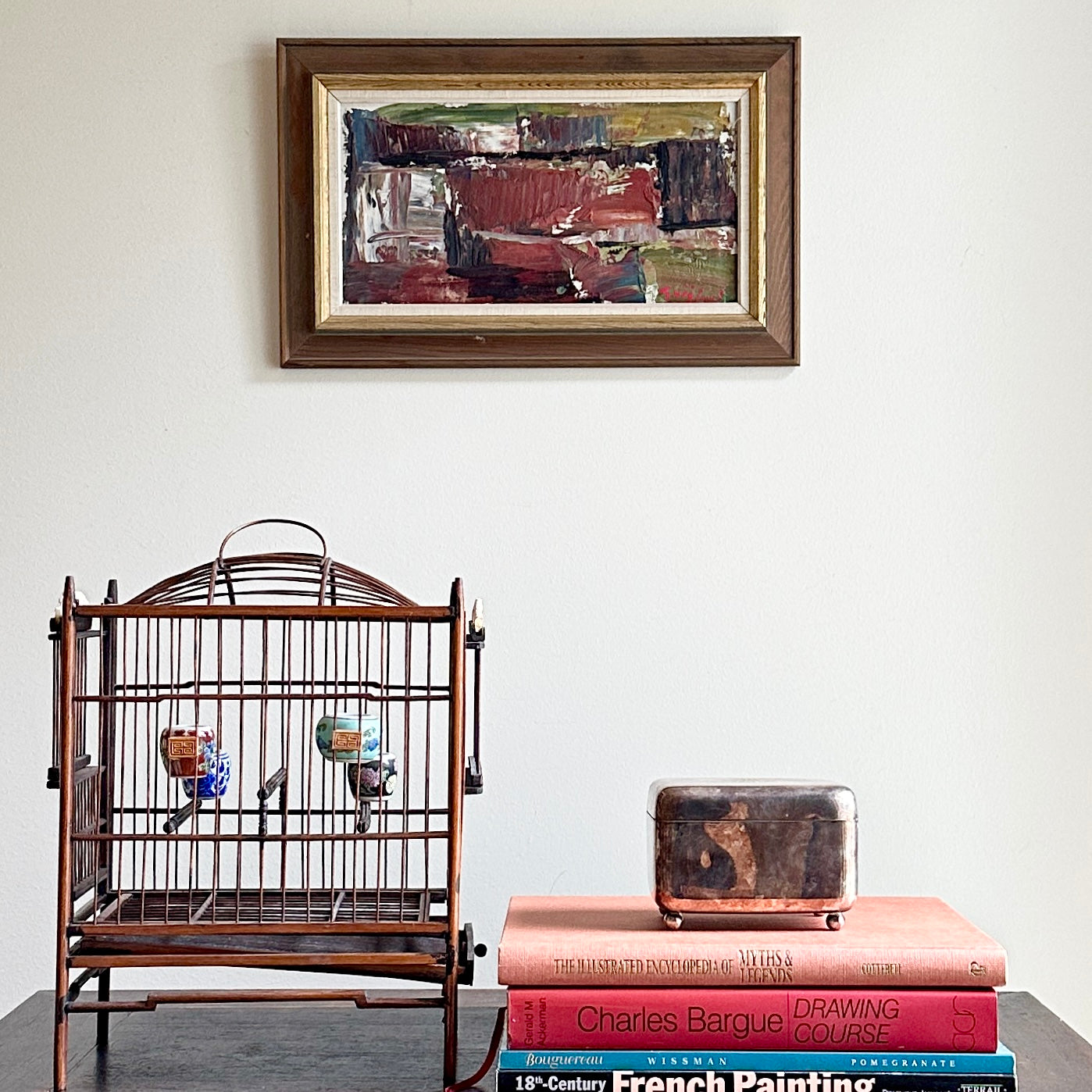 Mid Century Abstract Oil Painting From Sweden 1965