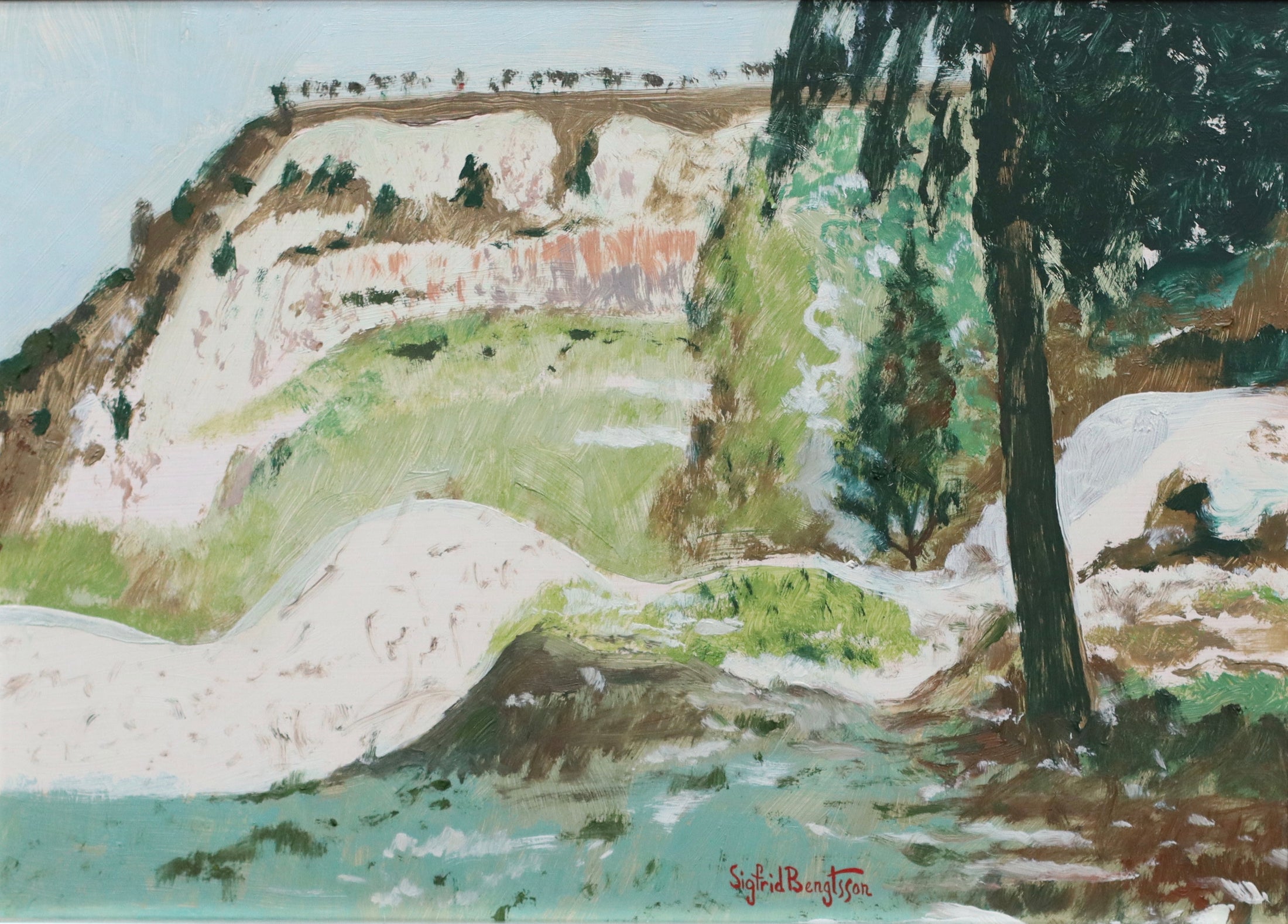 Vintage Landscape Oil Painting from Sweden 1971