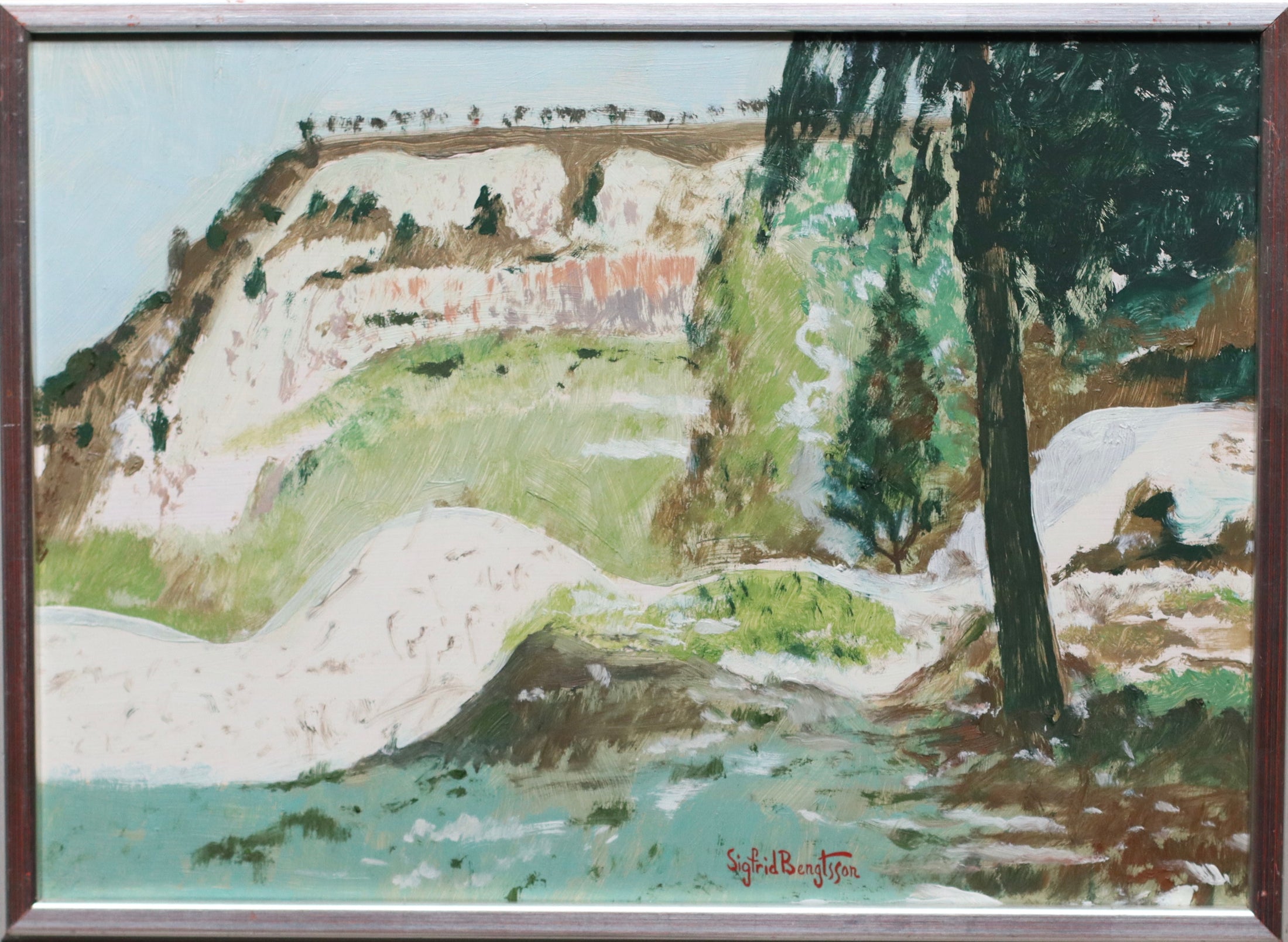 Vintage Landscape Oil Painting from Sweden 1971