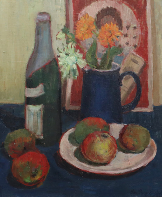 Vintage Still Life Oil Painting from Sweden 1953