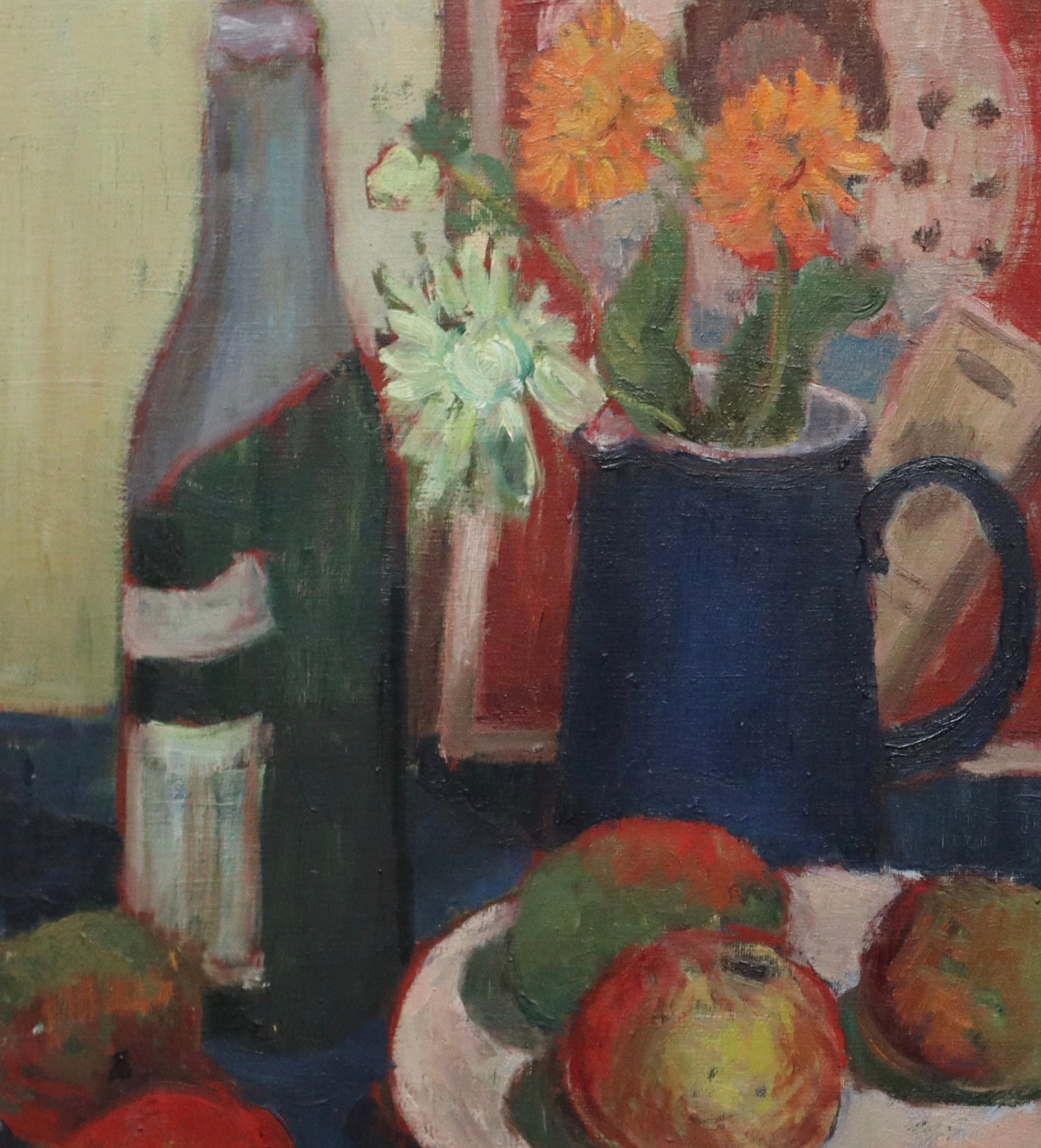 Vintage Still Life Oil Painting from Sweden 1953
