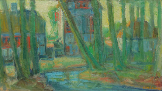 Vintage Light Filled Oil Painting from Sweden 1950's