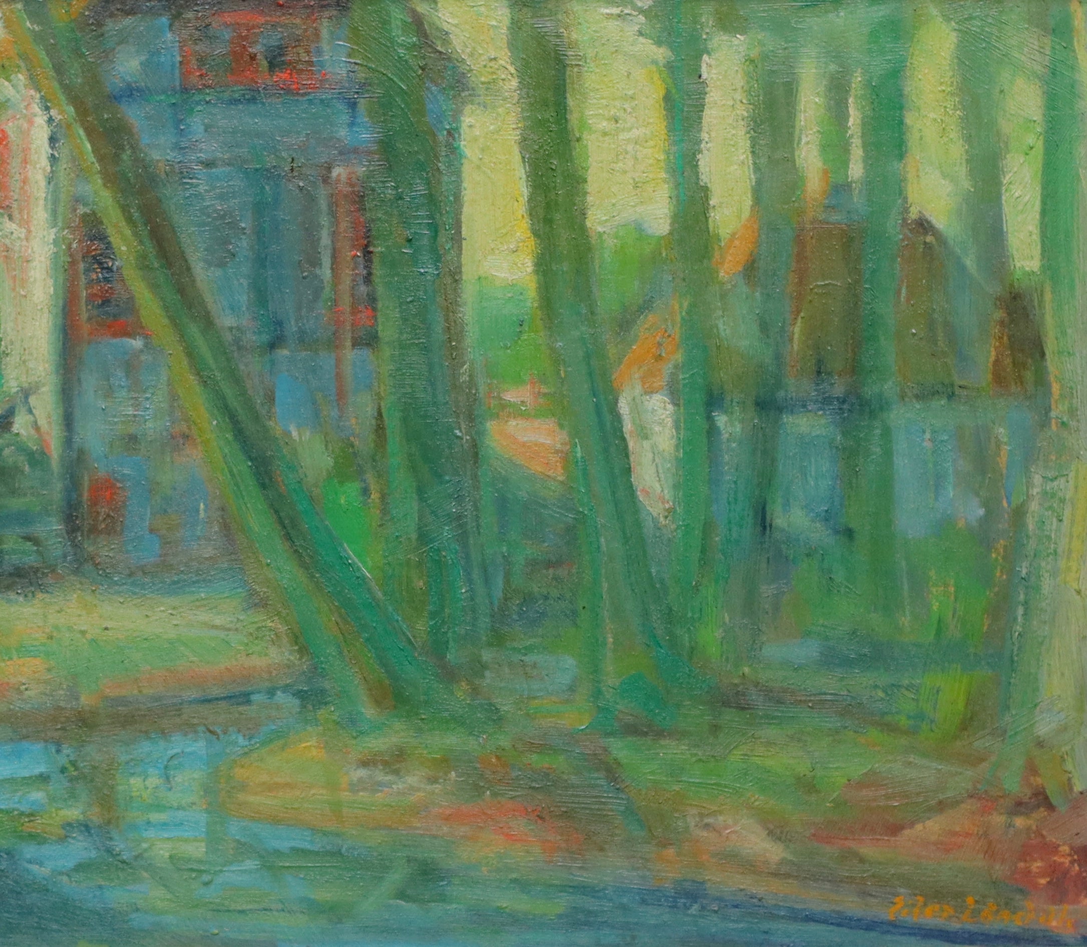 Vintage Light Filled Oil Painting from Sweden 1950's