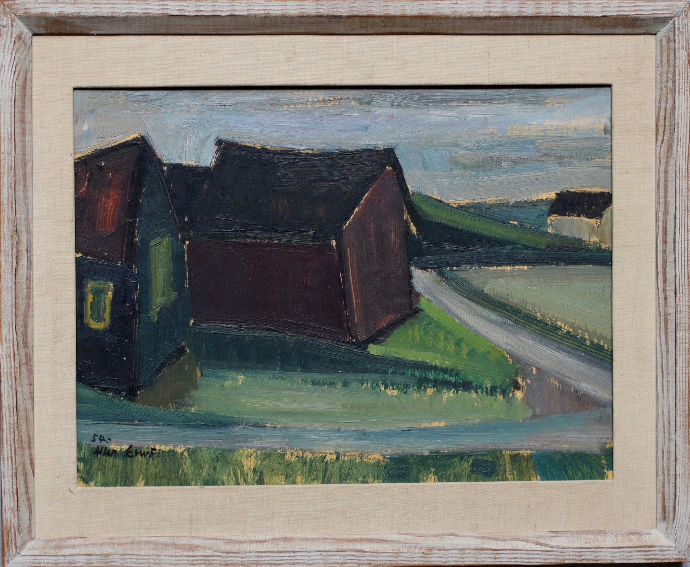 Swedish Mid Century Oil Painting by Allen Erwö 1954